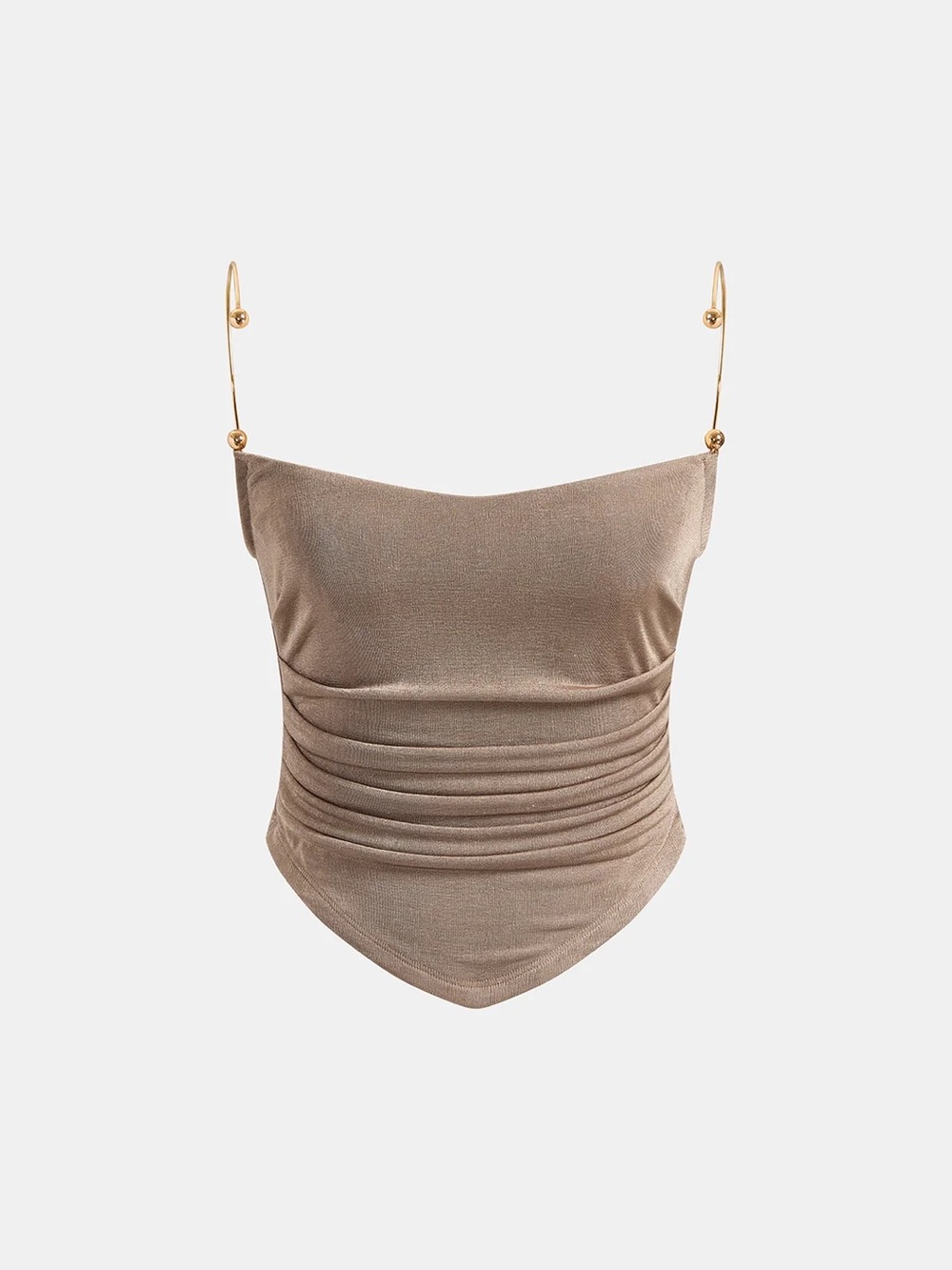 Bendable Metal Strap Ruched Cami Top